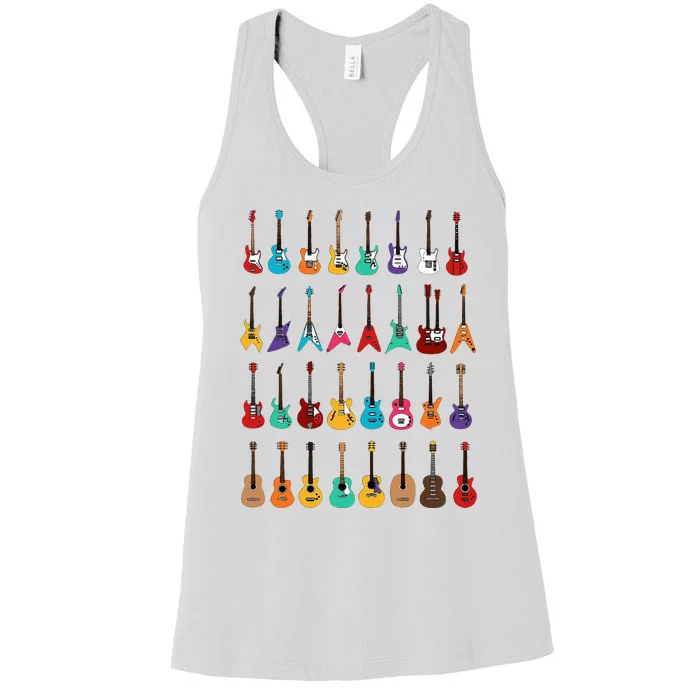 Rock & Roll Guitars Cute Musical Instrument Gift Women's Racerback Tank