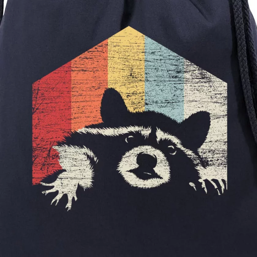 Retro Raccoon Gift Drawstring Bag