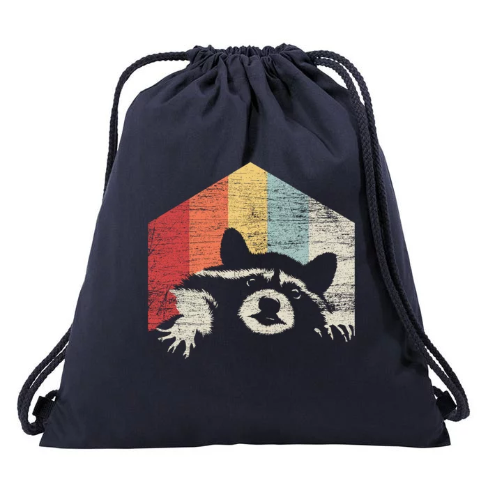 Retro Raccoon Gift Drawstring Bag