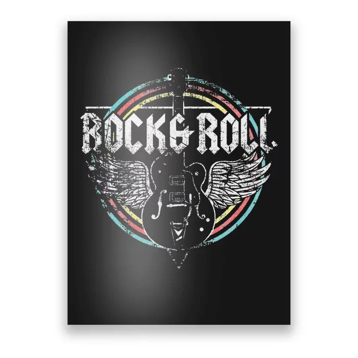 Rock & Roll Guitar Wings Music Classic Retro Vintage Poster