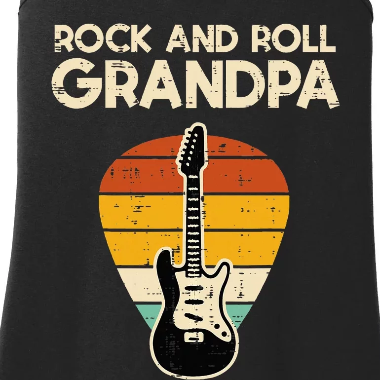 Rock Roll Grandpa Guitar Retro Rocker Papaw Grandfather Ladies Essential Tank