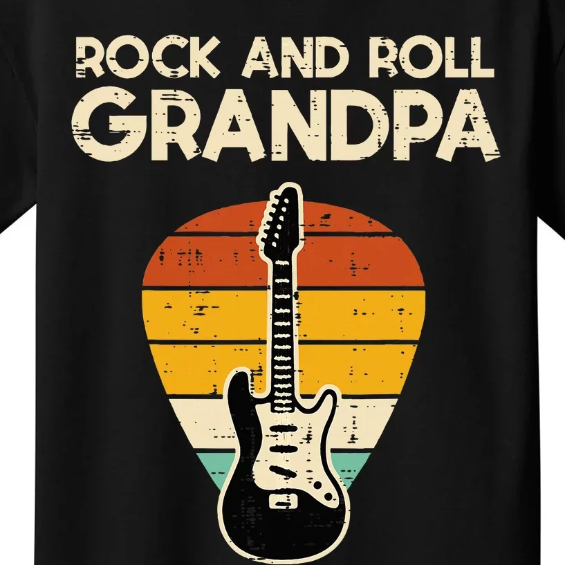 Rock Roll Grandpa Guitar Retro Rocker Papaw Grandfather Kids T-Shirt