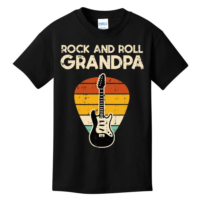 Rock Roll Grandpa Guitar Retro Rocker Papaw Grandfather Kids T-Shirt