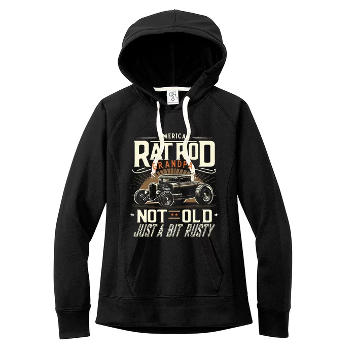 Rat Rod Grandpa Not Old Just Rusty Vintage Hot Rod Car Women's Fleece Hoodie