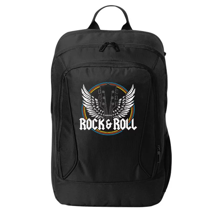 retro Roll Guitar Wings Music Concert Band City Backpack