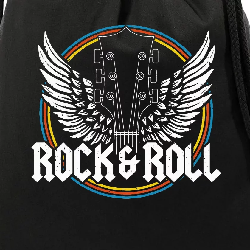 retro Roll Guitar Wings Music Concert Band Drawstring Bag