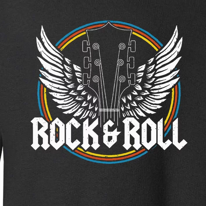 retro Roll Guitar Wings Music Concert Band Toddler Sweatshirt