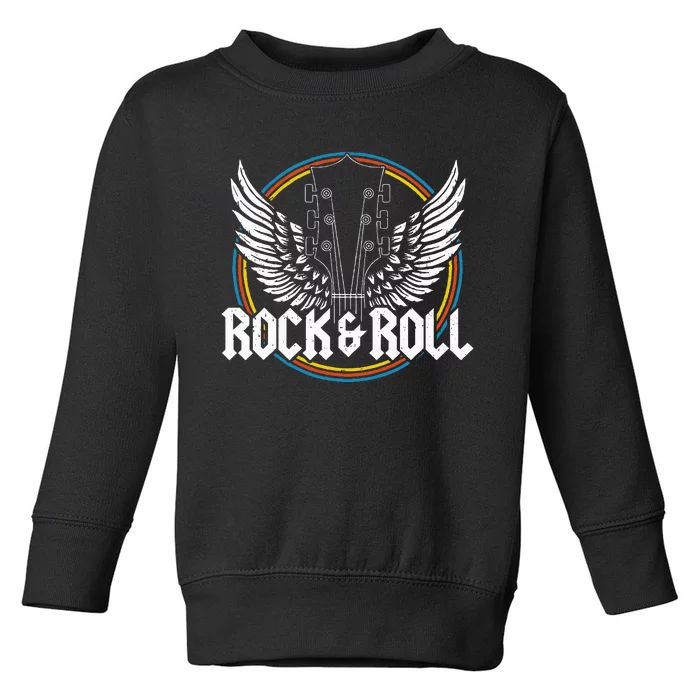 retro Roll Guitar Wings Music Concert Band Toddler Sweatshirt