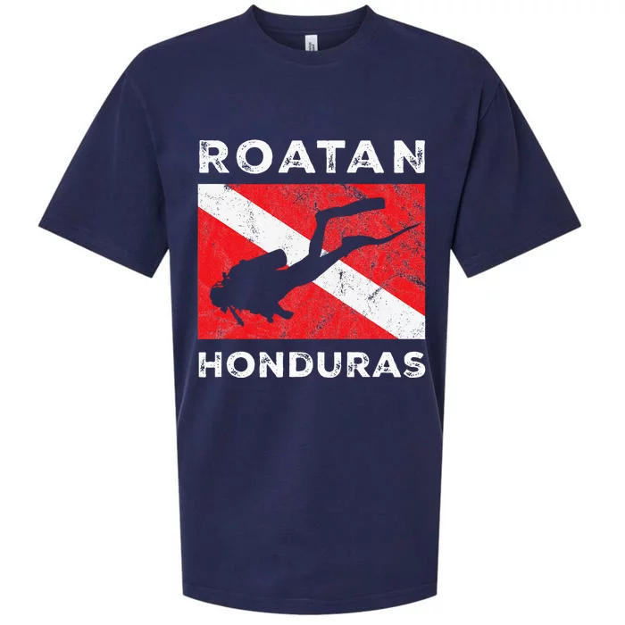 Retro Roatan Honduras Scuba Dive Vintage Dive Flag Diving Sueded Cloud Jersey T-Shirt