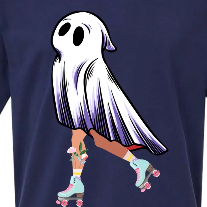 Rollerblade Roller Halloween Ghost Rolling Ghost Skating Gift Sueded Cloud Jersey T-Shirt