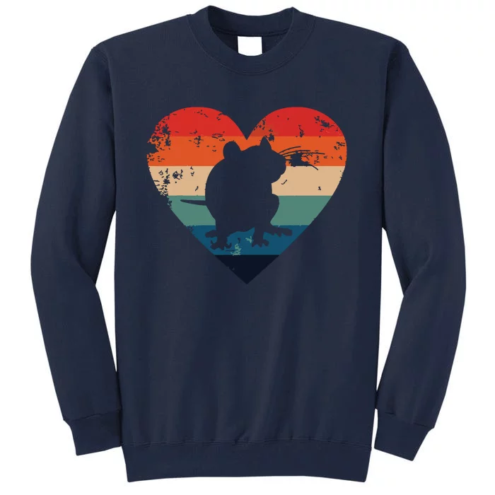 Rat Retro Heart Mouse Rodent Lover Rat Owner Tall Sweatshirt