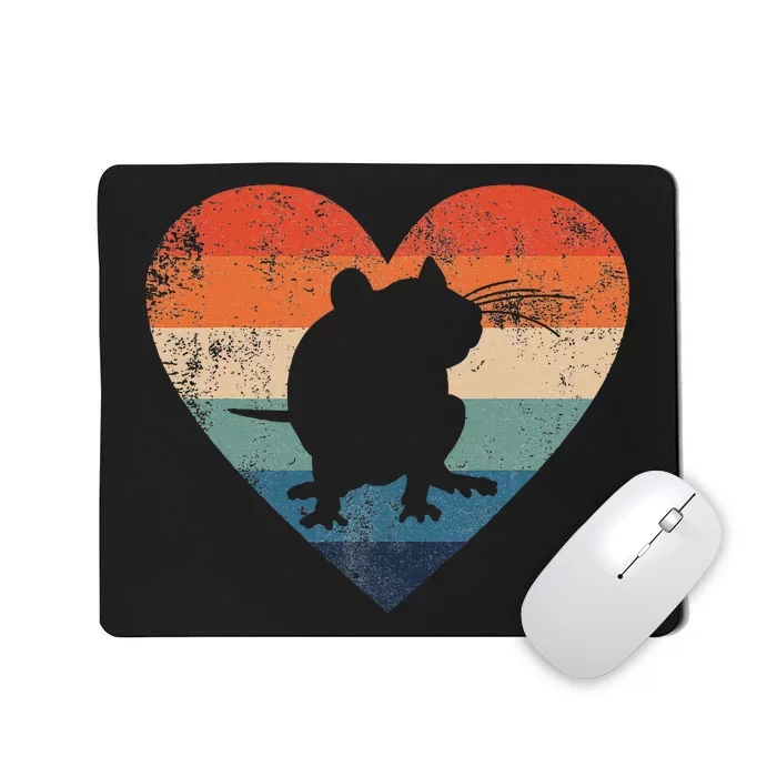 Rat Retro Heart Mouse Rodent Lover Rat Owner Mousepad