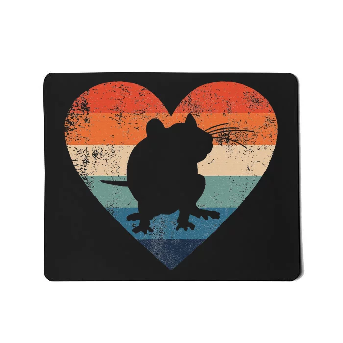 Rat Retro Heart Mouse Rodent Lover Rat Owner Mousepad