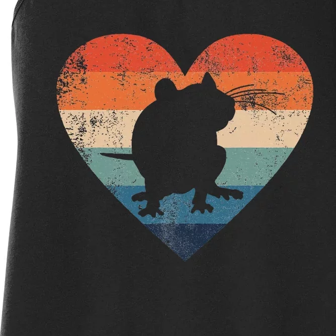 Rat Retro Heart Mouse Rodent Lover Rat Owner Women's Racerback Tank