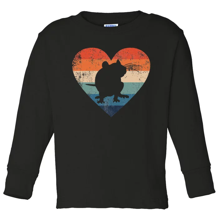 Rat Retro Heart Mouse Rodent Lover Rat Owner Toddler Long Sleeve Shirt