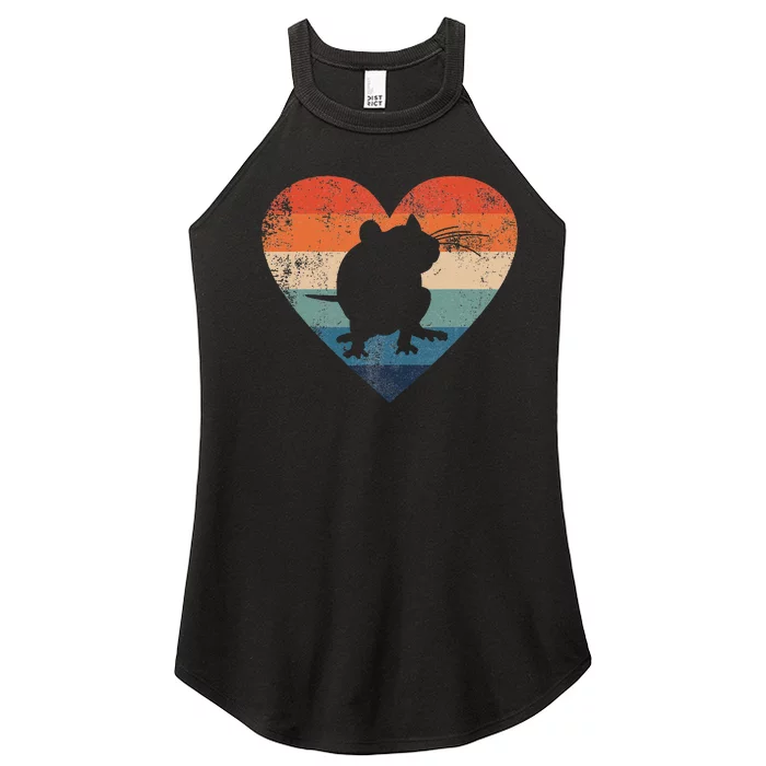 Rat Retro Heart Mouse Rodent Lover Rat Owner Women’s Perfect Tri Rocker Tank