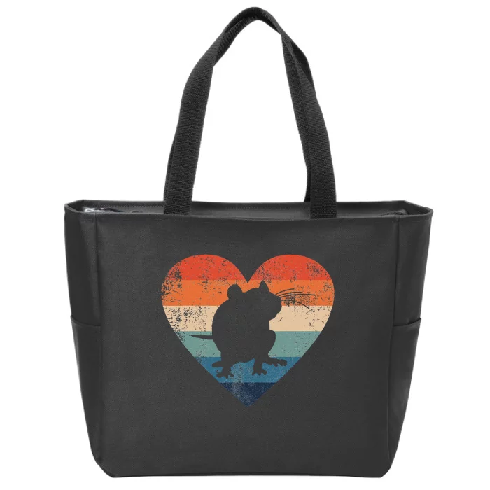 Rat Retro Heart Mouse Rodent Lover Rat Owner Zip Tote Bag