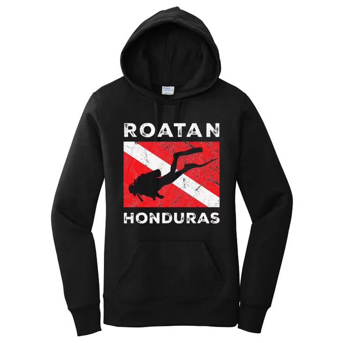 Retro Roatan Honduras Scuba Dive Vintage Dive Flag Diving Women's Pullover Hoodie