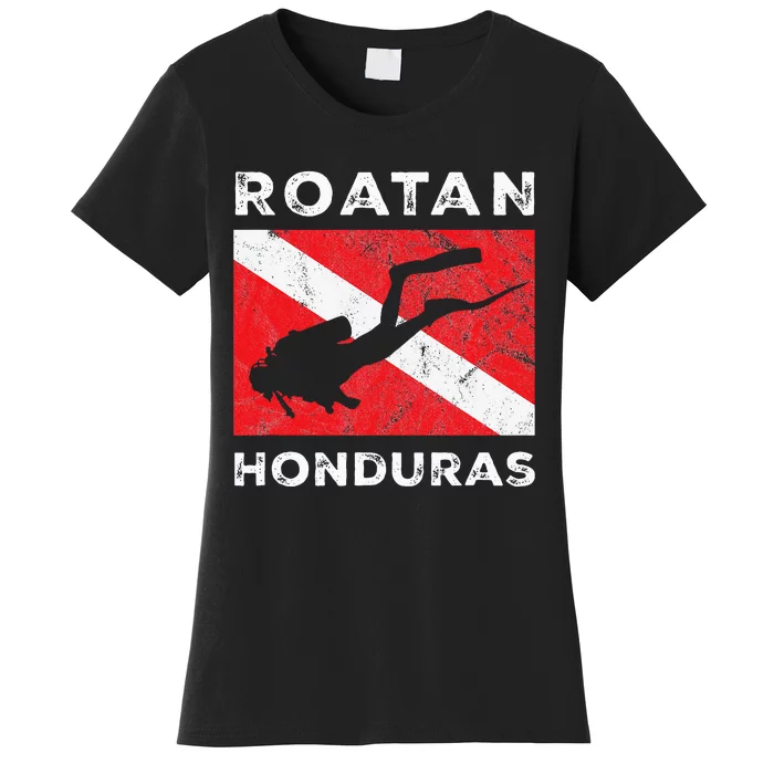 Retro Roatan Honduras Scuba Dive Vintage Dive Flag Diving Women's T-Shirt