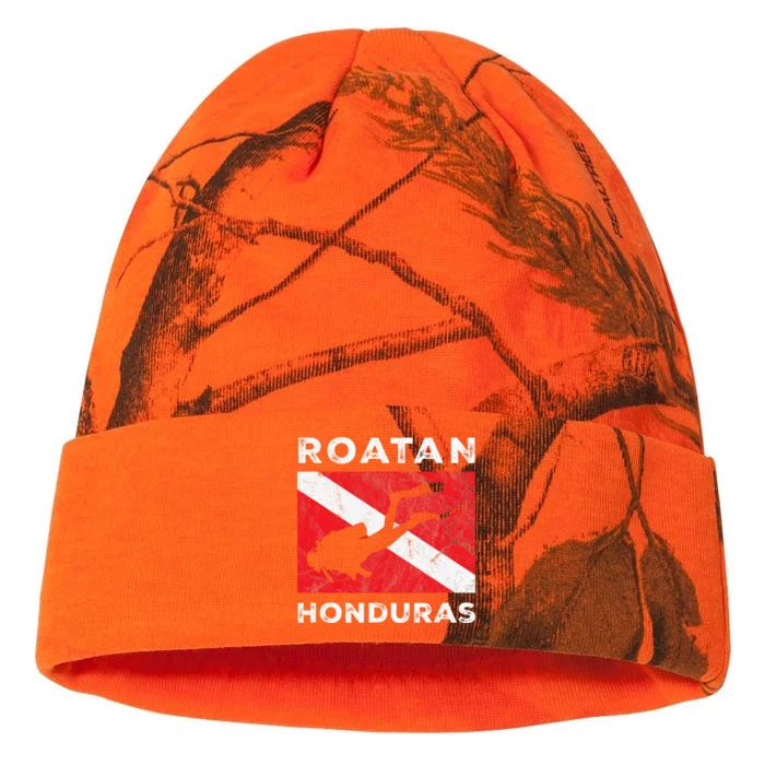 Retro Roatan Honduras Scuba Dive Vintage Dive Flag Diving Kati - 12in Camo Beanie