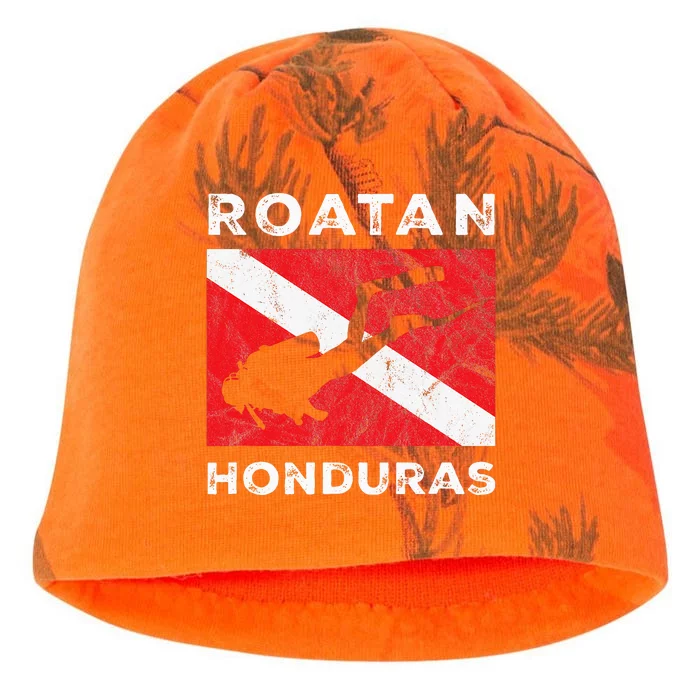 Retro Roatan Honduras Scuba Dive Vintage Dive Flag Diving Kati - Camo Knit Beanie