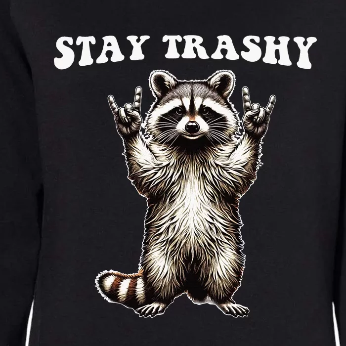 Raccoon Rockin' Hand Sign Trash Panda Womens California Wash Sweatshirt