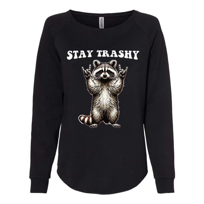 Raccoon Rockin' Hand Sign Trash Panda Womens California Wash Sweatshirt