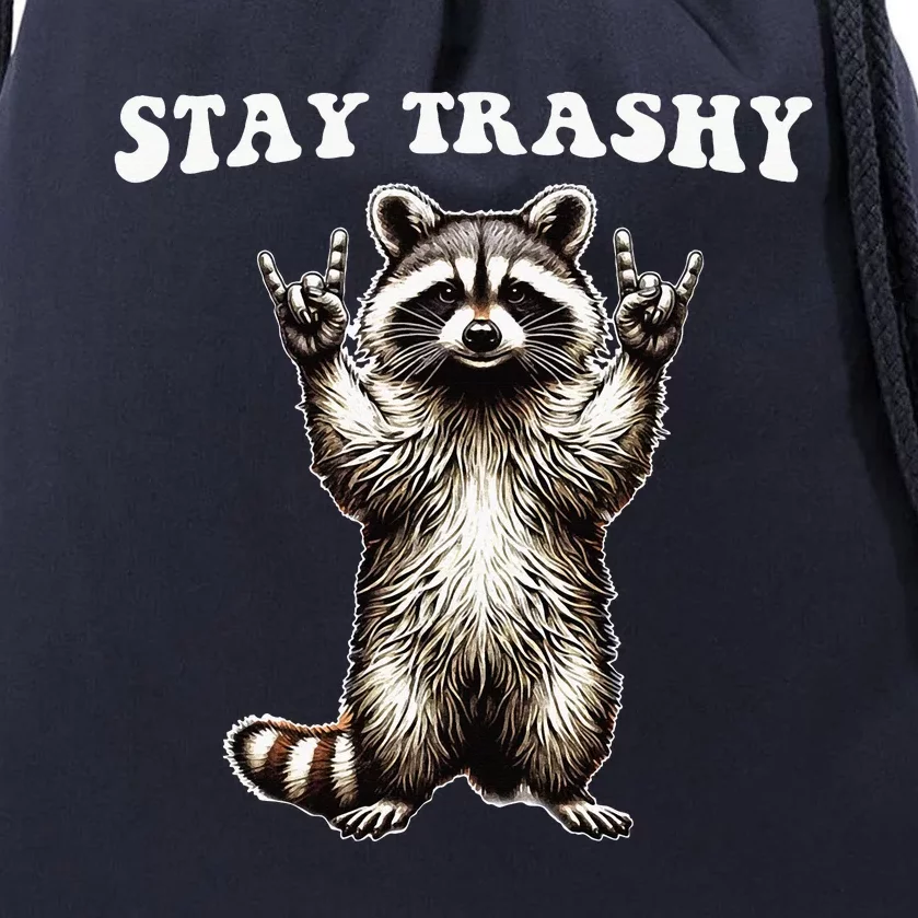 Raccoon Rockin' Hand Sign Trash Panda Drawstring Bag