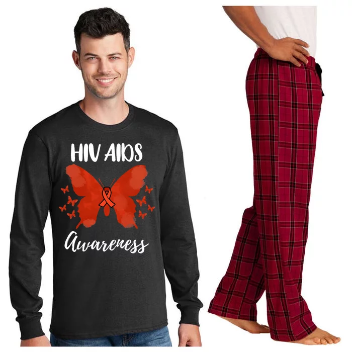 Red Ribbon Hiv Aids Awareness Long Sleeve Pajama Set