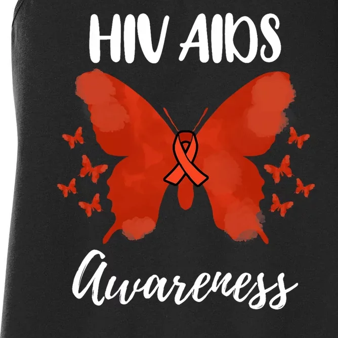 Red Ribbon Hiv Aids Awareness Women's Racerback Tank