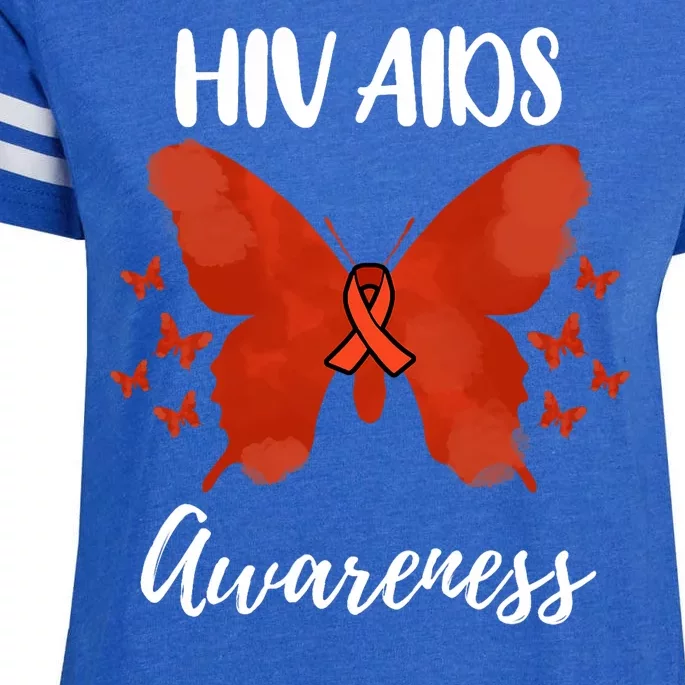 Red Ribbon Hiv Aids Awareness Enza Ladies Jersey Football T-Shirt