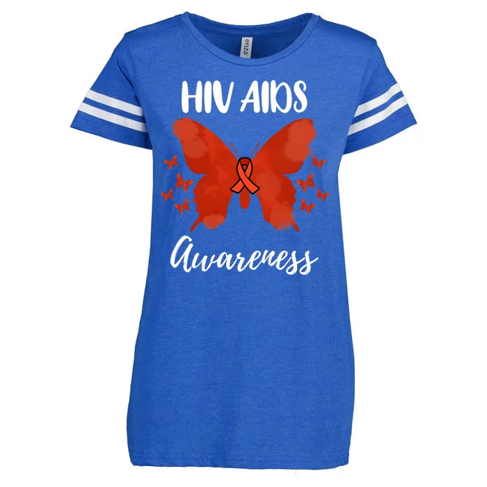 Red Ribbon Hiv Aids Awareness Enza Ladies Jersey Football T-Shirt