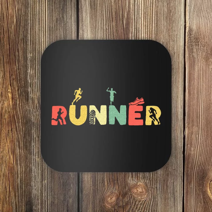 Retro Running Half Marathon Sport Vintage Runner Coaster