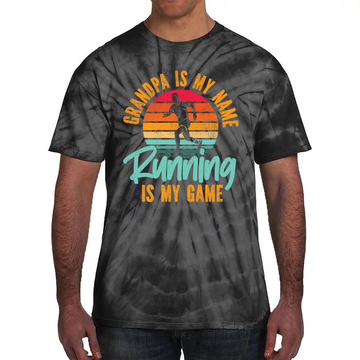 Running Runner Half Marathon Grandpa Vintage Retro Grandpa Premium Tie-Dye T-Shirt