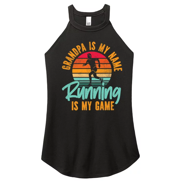 Running Runner Half Marathon Grandpa Vintage Retro Grandpa Premium Women’s Perfect Tri Rocker Tank