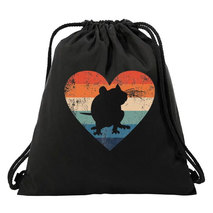 Rat Retro Heart Mouse Rodent Lover Rat Owner Drawstring Bag