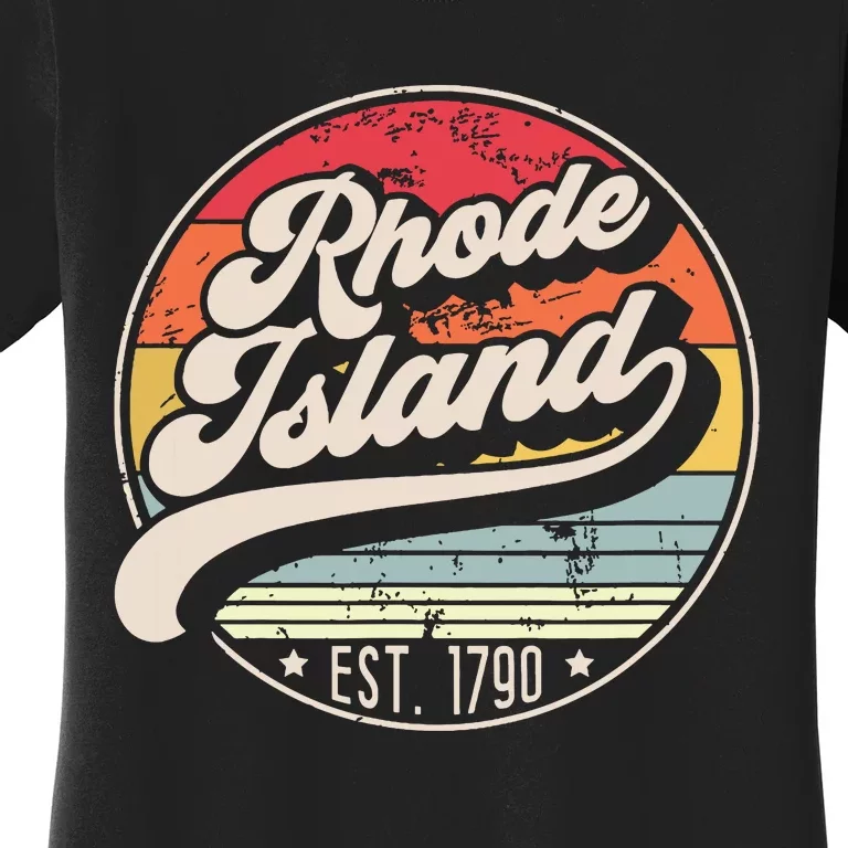 Retro Rhode Island Home State Ri Cool 70s Style Sunset Women's T-Shirt