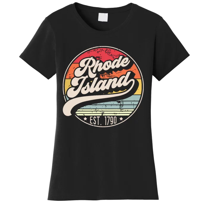 Retro Rhode Island Home State Ri Cool 70s Style Sunset Women's T-Shirt