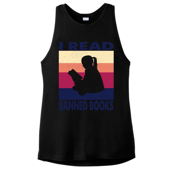 Reader Reading Image Picture Quote I Read Banned Books Cool Gift Ladies Tri-Blend Wicking Tank