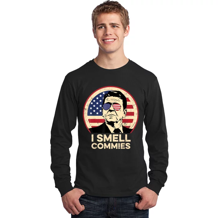 Ronald Reagan, I Smell Commies Patriotic American President Long Sleeve Shirt