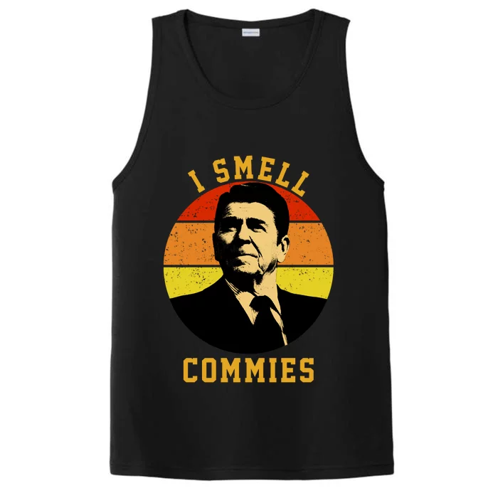 Ronald Reagan I Smell Commies Performance Tank