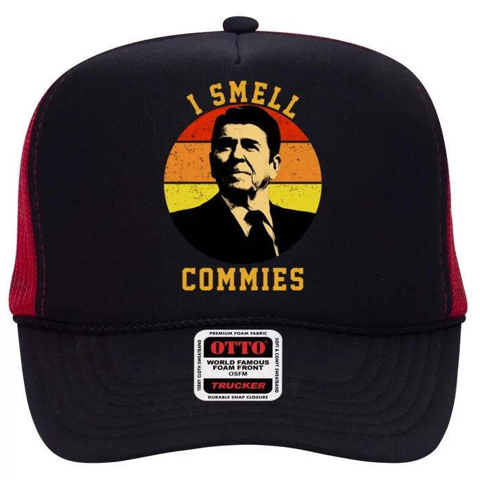 Ronald Reagan I Smell Commies High Crown Mesh Trucker Hat