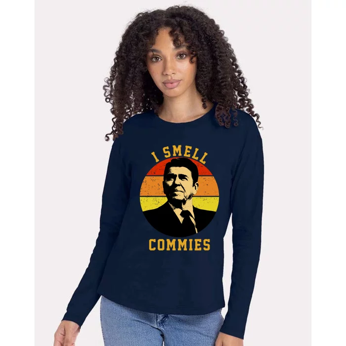 Ronald Reagan I Smell Commies Womens Cotton Relaxed Long Sleeve T-Shirt