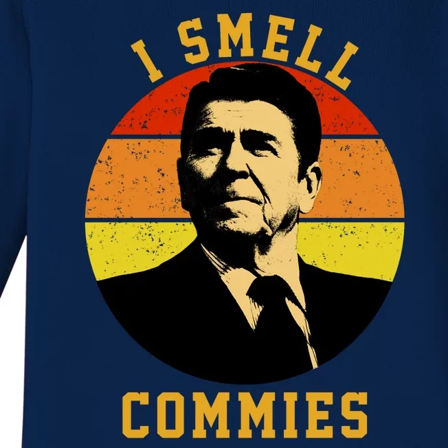 Ronald Reagan I Smell Commies Baby Long Sleeve Bodysuit