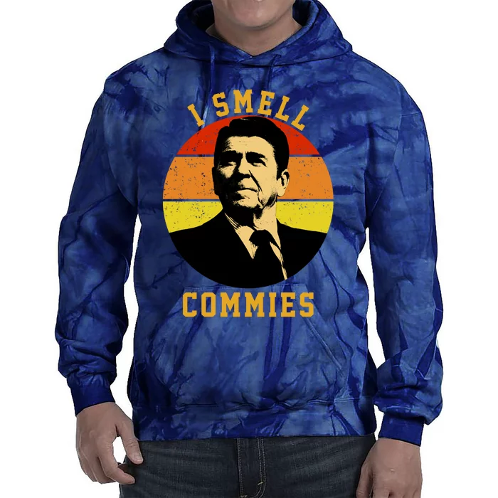 Ronald Reagan I Smell Commies Tie Dye Hoodie