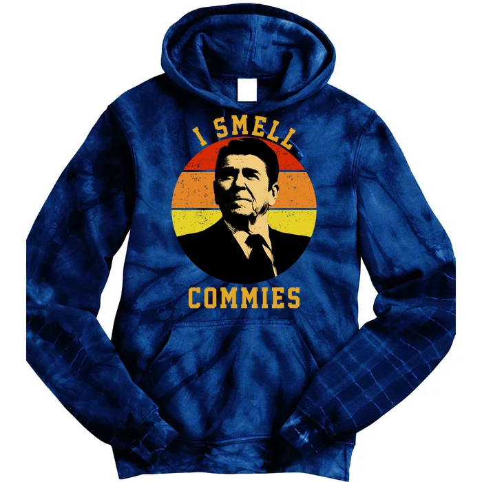 Ronald Reagan I Smell Commies Tie Dye Hoodie