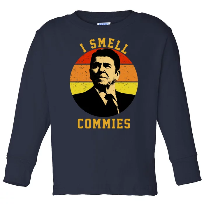 Ronald Reagan I Smell Commies Toddler Long Sleeve Shirt