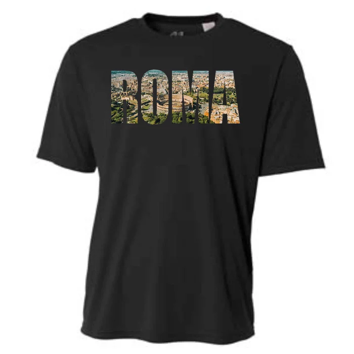 Roma Rome Italy Italia Urban Skyline Photography Font Cooling Performance Crew T-Shirt