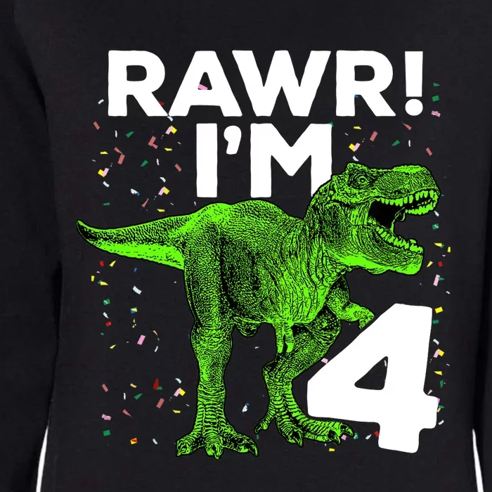 Roar Rawr I'm Four 4 T Rex Dinosaur Birthday for Boy Womens California Wash Sweatshirt