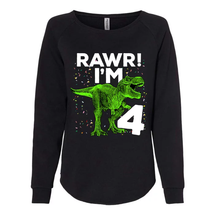 Roar Rawr I'm Four 4 T Rex Dinosaur Birthday for Boy Womens California Wash Sweatshirt